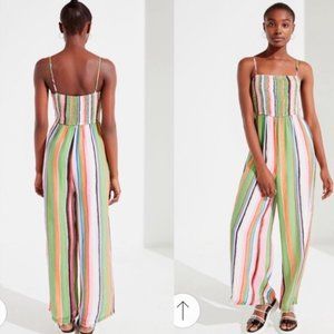 Urban Outfitters Smocked Striped Jumpsuit
